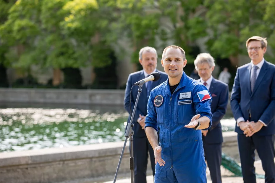 Český astronaut Aleš Svoboda na zahájení výstavy